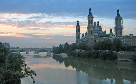 El Pilar, Stone Bridge and Ebro river in Zaragoza, Spain